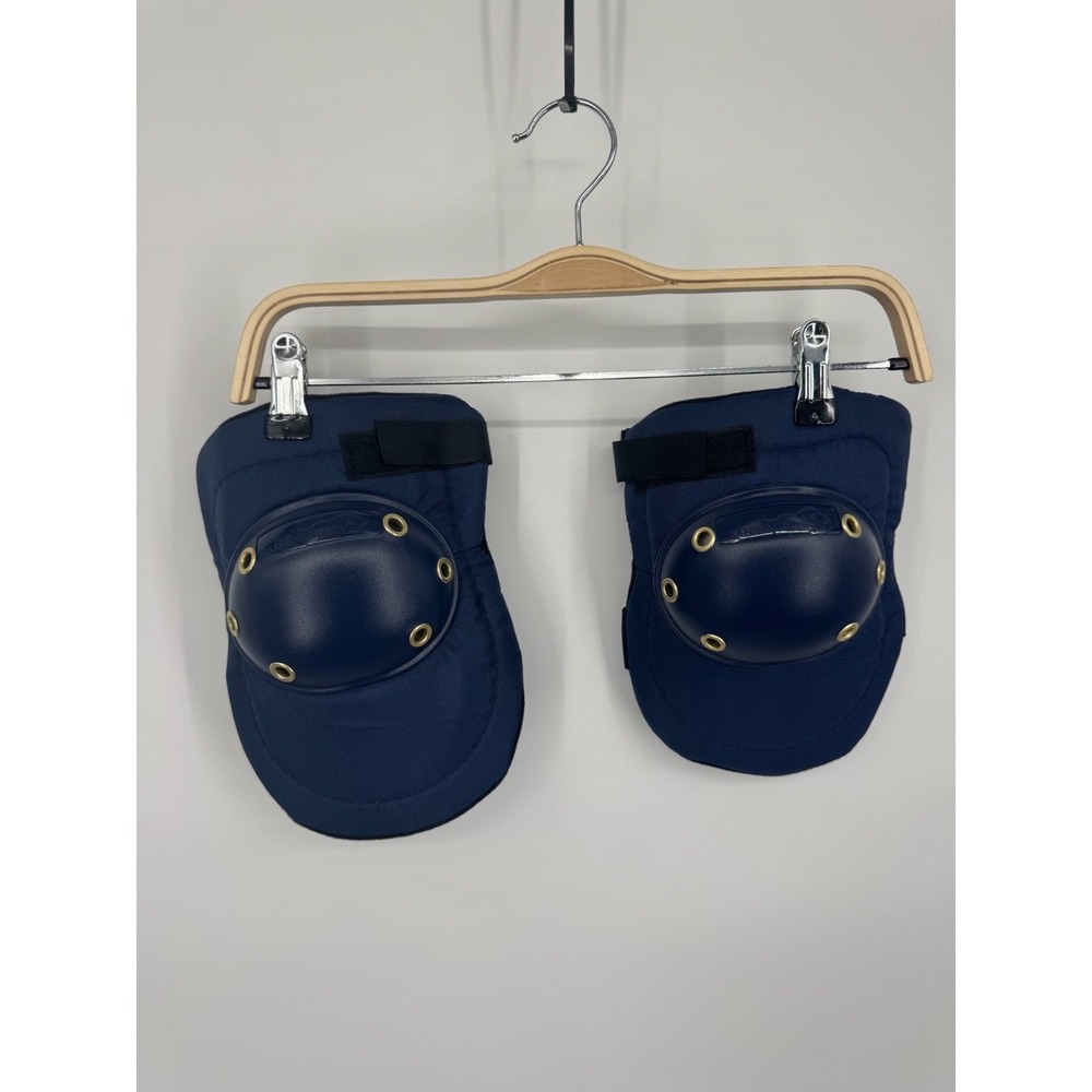 NWOT Bison Life Hard-Cap Knee Pads Unisex Navy Blue Heavy Duty Dual Buckle Strap